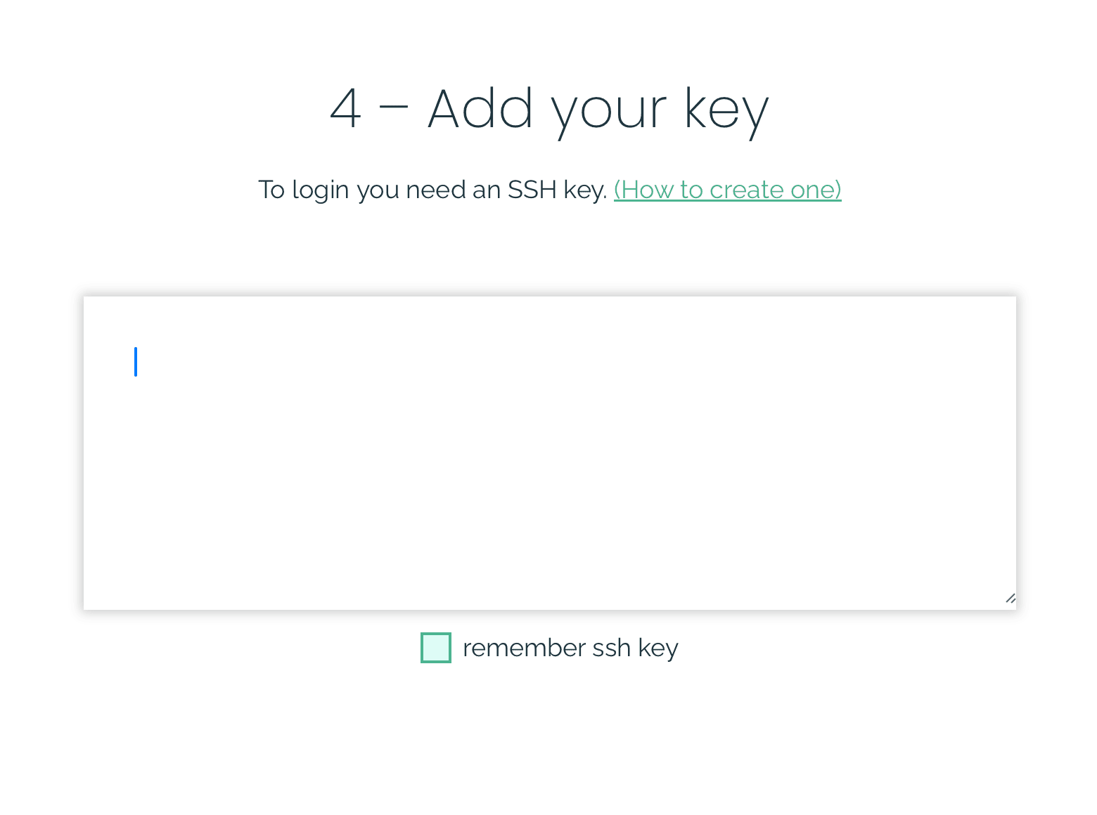 Njalla add-your-key step with an empty SSH public key field