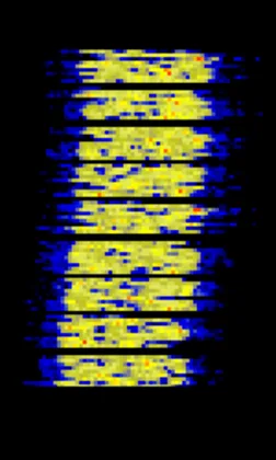 Waterfall capture of JS8: repeating narrow vertical traces about 50 Hz wide, stepping over time.
